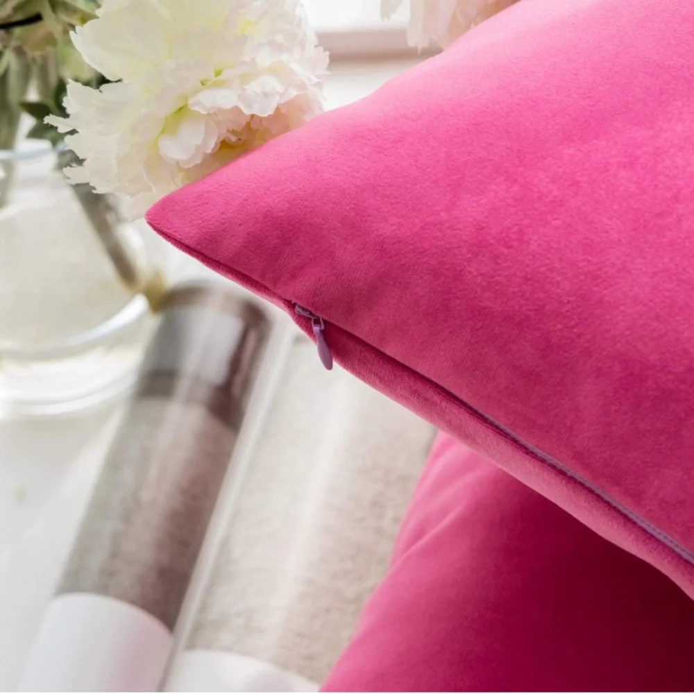 Luxury Home | Oversized Chic Fuschia Pink Soft Velvet Throw Pillow Covers